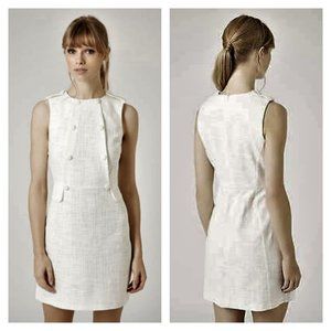 Topshop Boucle Majorette Dress in cream, size 4